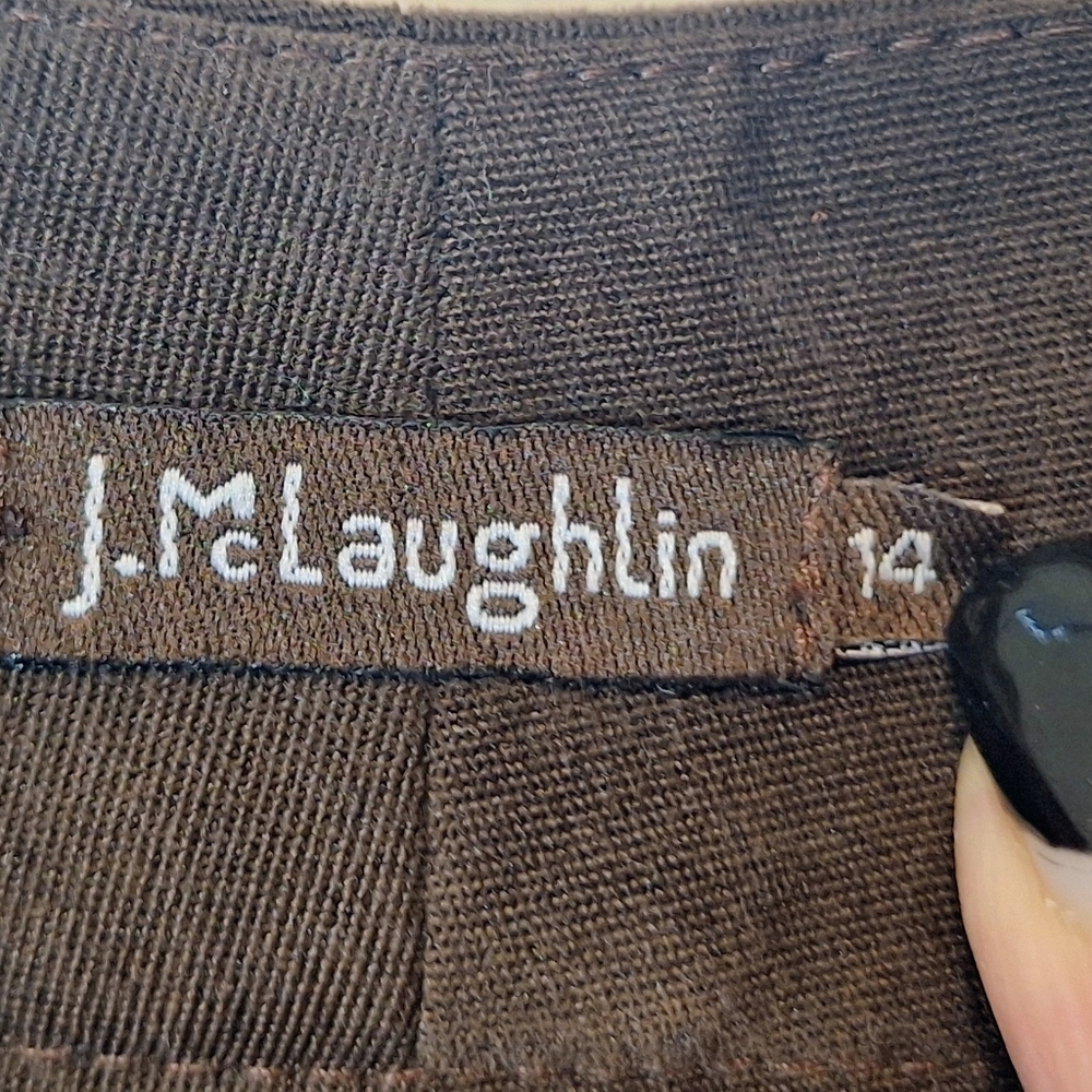 J.McLaughlin Velvet Velour Hi Waisted Trousers Pants Stretch Chocolate Brown 14 - Picture 2 of 15